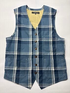 The J.‎ Peterman Company Men's Button Up Blue Plaid Vest - Size S*